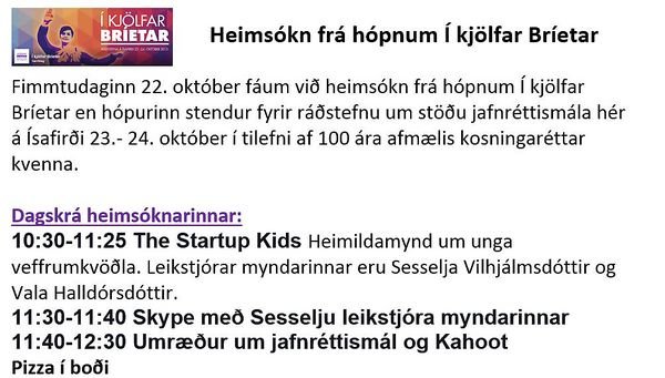 Skemmtileg heimsókn á morgun