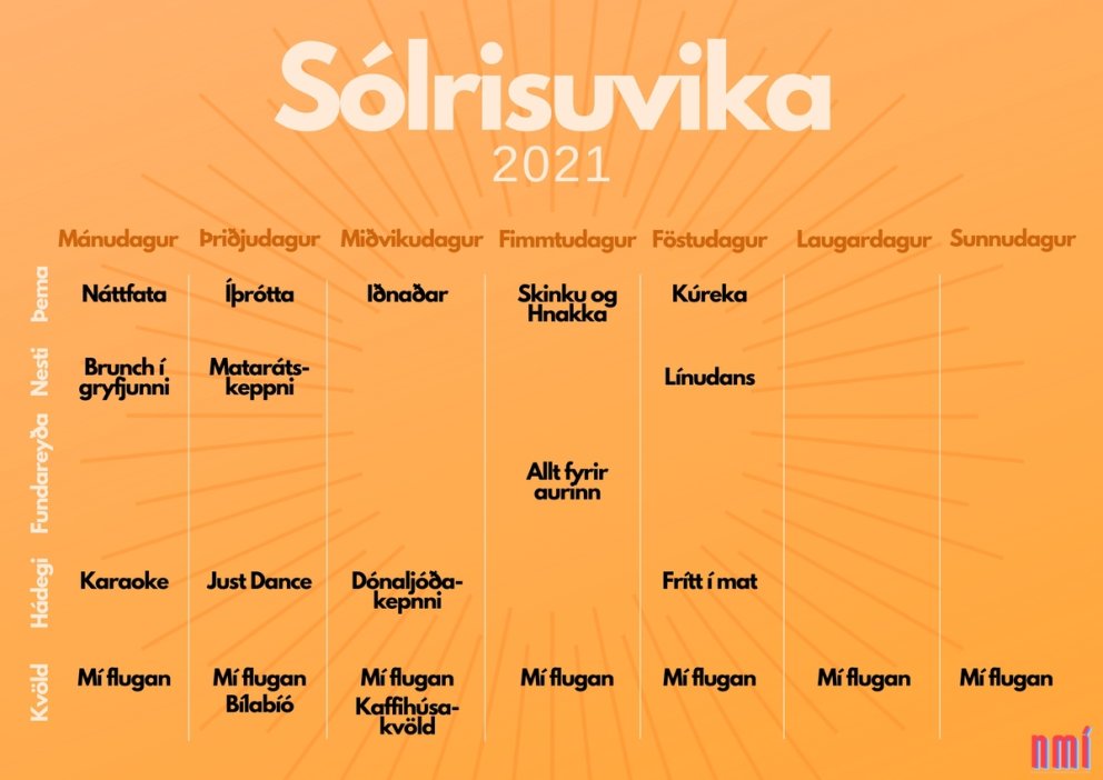 Dagskrá Sólrisuhátíðar 2021