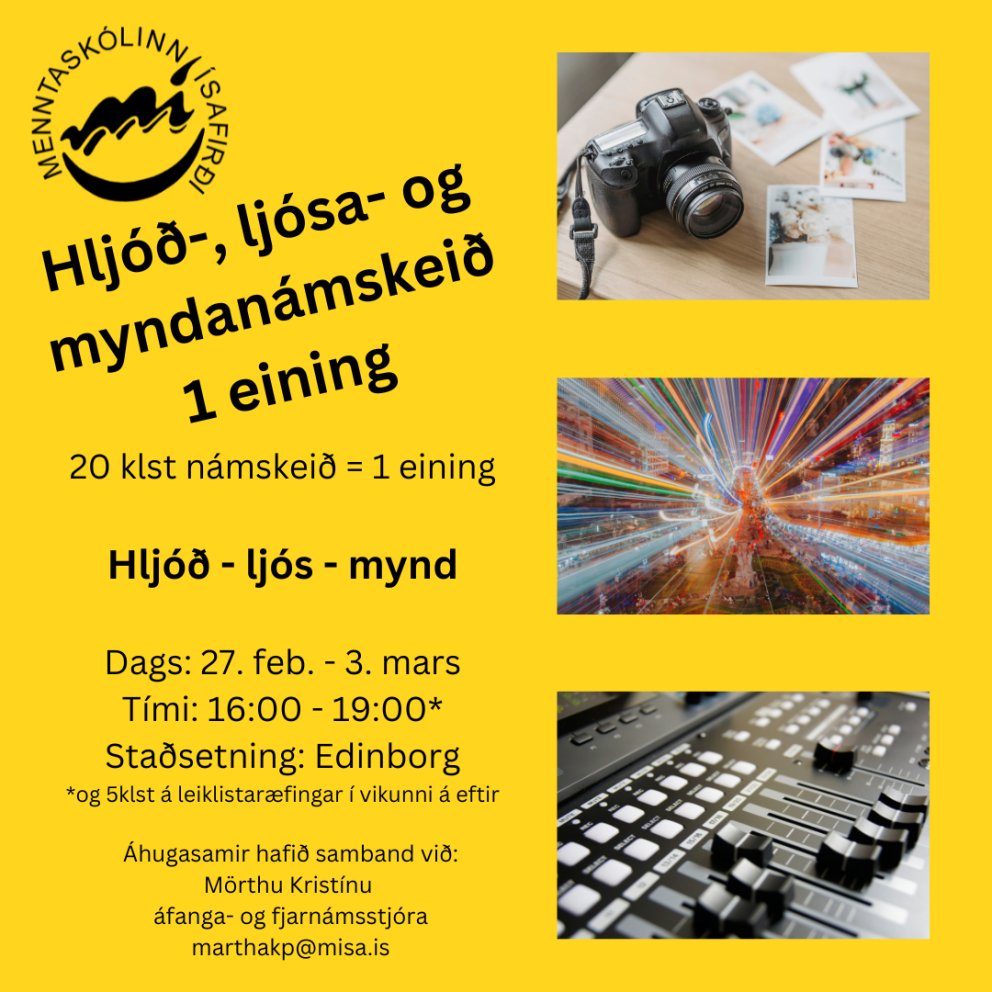 Hljóð-, ljósa- og myndanámskeið