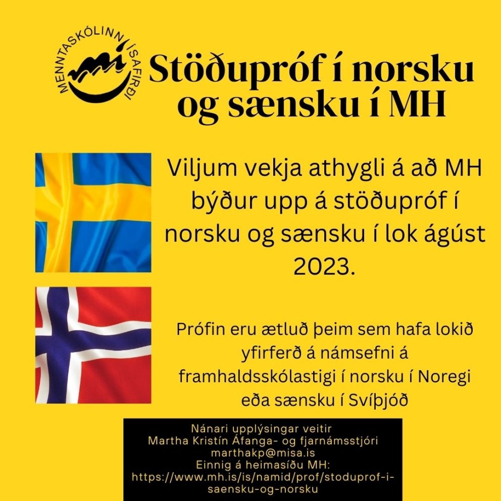 Stöðupróf í sænsku og norsku