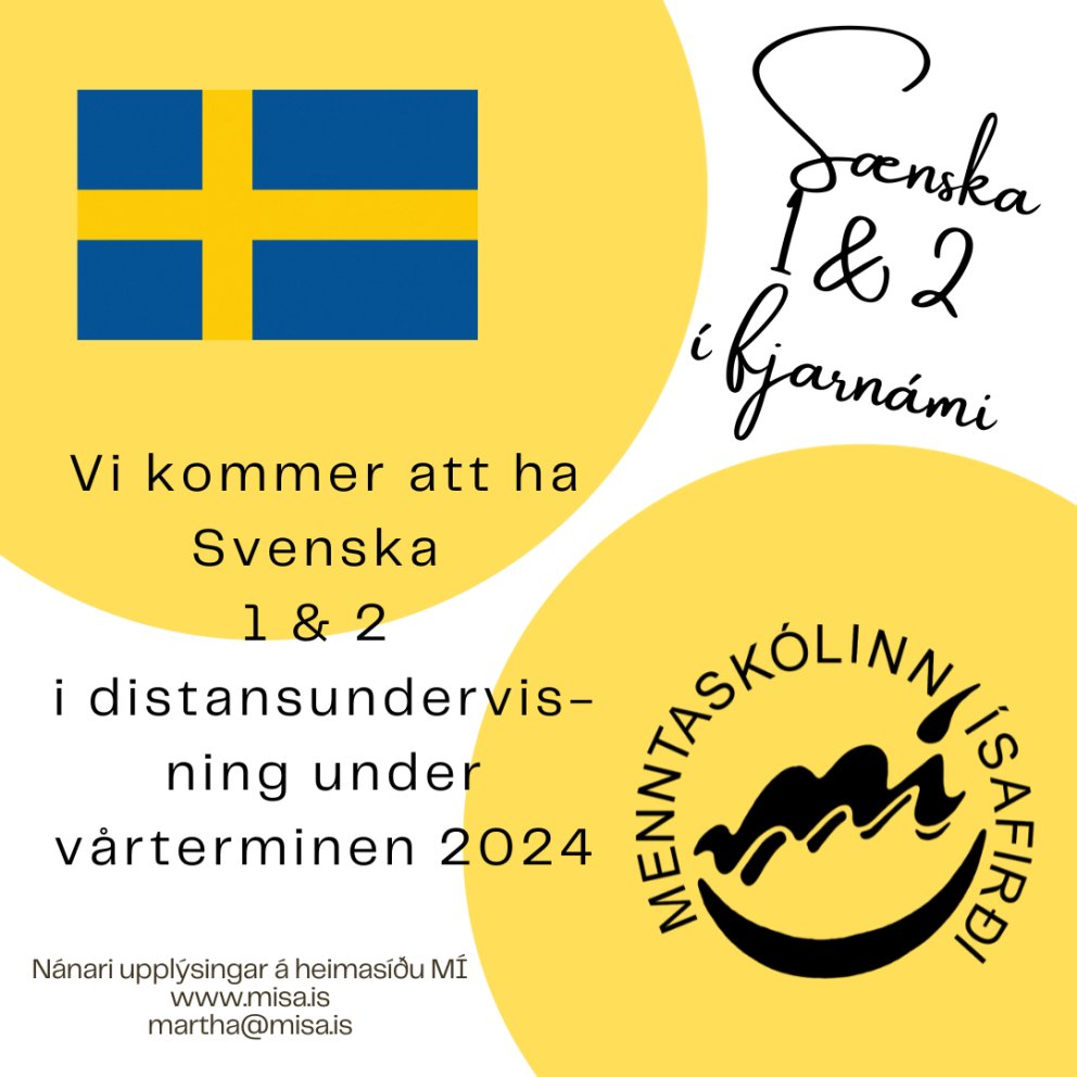 Sænska 1&2 í fjarnámi á vorönn 2024