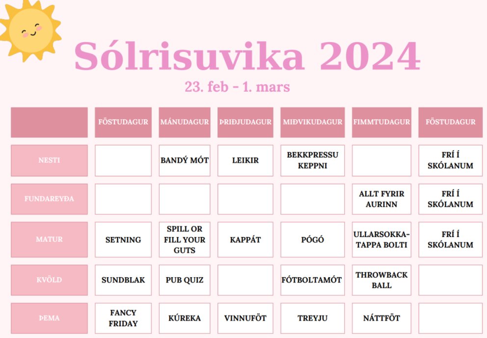 Sólrisuvika og gróskudagar