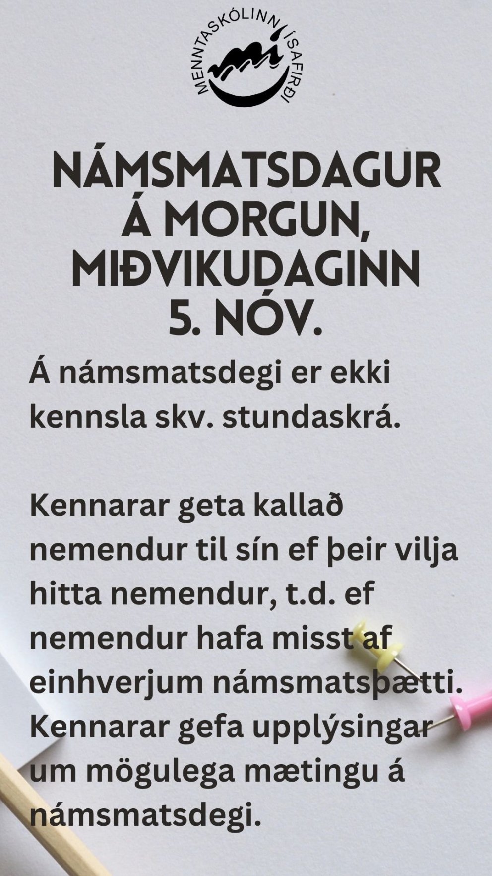 Námsmatsdagur 5. nóvember