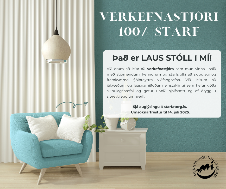 Auglýst eftir verkefnastjóra í 100% starf