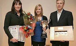 Ragney Líf ásamt foreldrum sínum Valdísi Eiríksdóttur og Stefáni Sigurðssyni