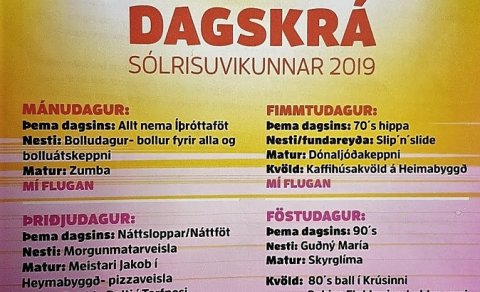 Sólrisuhátíð - Dagskrá