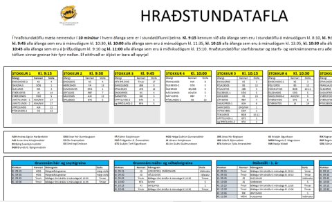 Skólasetning og hraðstundatafla