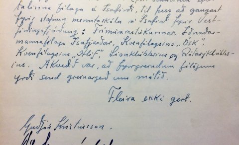 Fundargerð fyrsta fundar um stofnun menntaskóla á Ísafirði