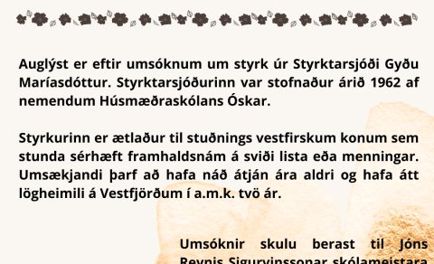 Úthlutun styrkja úr minningarsjóði Gyðu Maríasdóttur