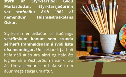 Styrktarsjóður Gyðu Maríasdóttur - auglýst eftir umsóknum