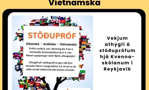 Stöðupróf í albönsku, arabísku og víetnömsku